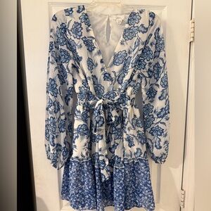Floral Blue and White Women's Dress